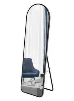 Huitich Arched Floor Mirror With Stand and Aluminum Alloy Frame, Black, 147x37 cm  - Image 1