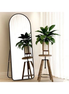 Huitich Arched Floor Mirror With Stand and Aluminum Alloy Frame, Black, 147x37 cm  - Image 3