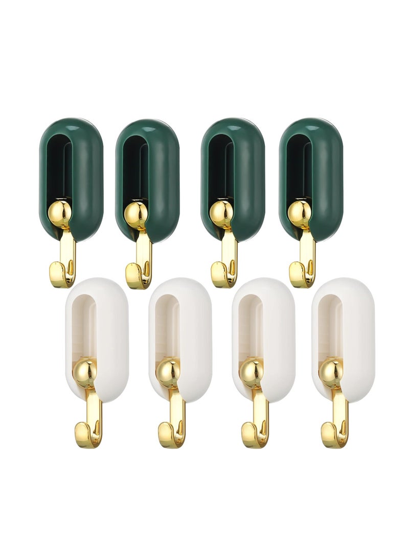 Swivel Wall Hooks, 360 Degrees Rotation Swivel Adhesive Wall Hooks,   Non-Perforated Self-Adhesive Hooks, for Towel Hat Keys Purse Bag Bathroom Kitchen Storage Organization 8PCS  - Image 1