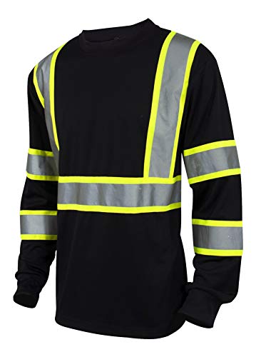 L&M Hi Vis Class 3 T Shirt Reflective Safety Black Long Sleeve HIGH Visibility 39 (M, Black) - Image 1