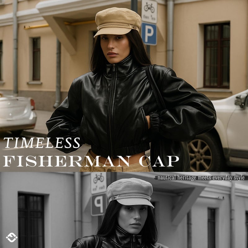 Funky Junque Cotton Newsboy Hat for Women â€“ Trendy Greek Fisherman Cap, Classic Baker Boy Newsies Hats, Stylish Lightweight Ladies Cap - Khaki - Image 2