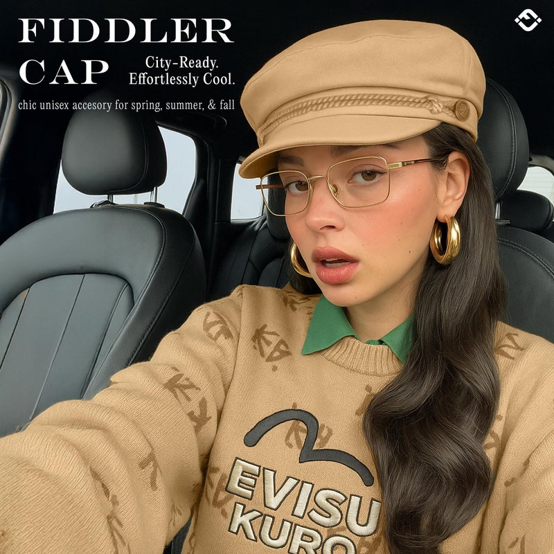 Funky Junque Cotton Newsboy Hat for Women â€“ Trendy Greek Fisherman Cap, Classic Baker Boy Newsies Hats, Stylish Lightweight Ladies Cap - Khaki - Image 4