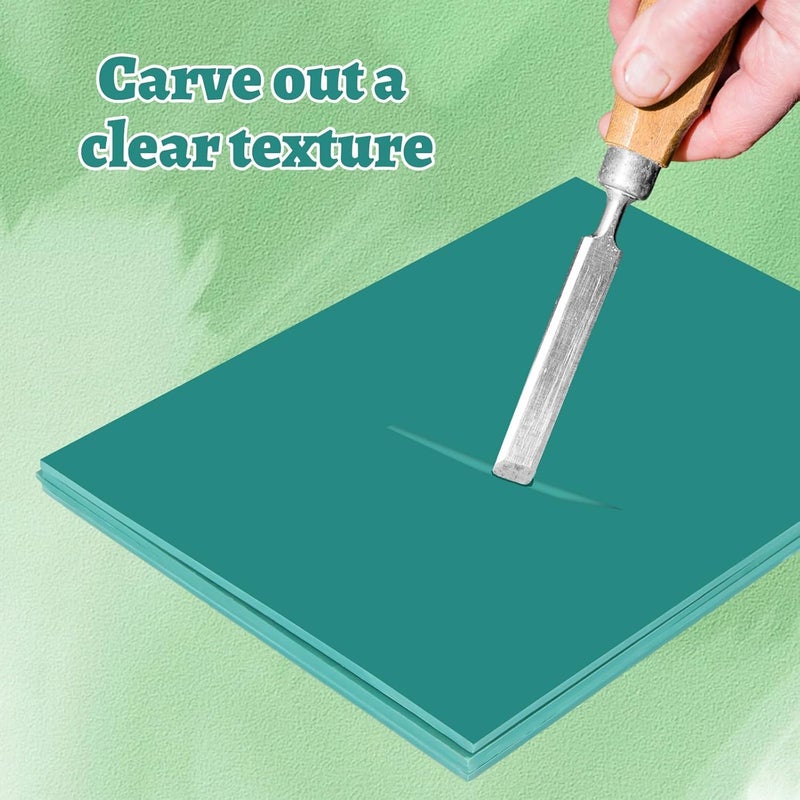 Luoshi 6 x 8 Inch Linoleum Blocks for Printmaking, Linoleum Blocks Green Linocut Block Linoleum Block Printing for Engraving Art Project Printmaking Stamp Carving Block (Only One Sheet) - Image 5