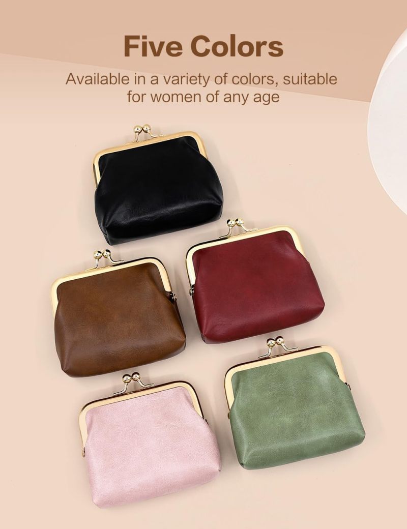 Retro PU Leather Coin Purse - 11.2×10.2×2.2CM Waterproof Scratch-resistant Snap Button Closure Solid Black Mini Bag for Daily Commuting Shopping Travel - Image 5