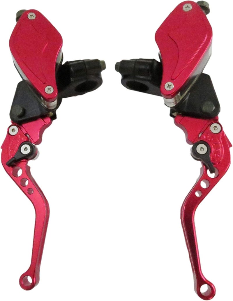 XSPANDER CNC Aluminum Universal Motorcycle Dual Hydraulic Brake Clutch Master Cylinder Reservoir Lever - Red - Image 1