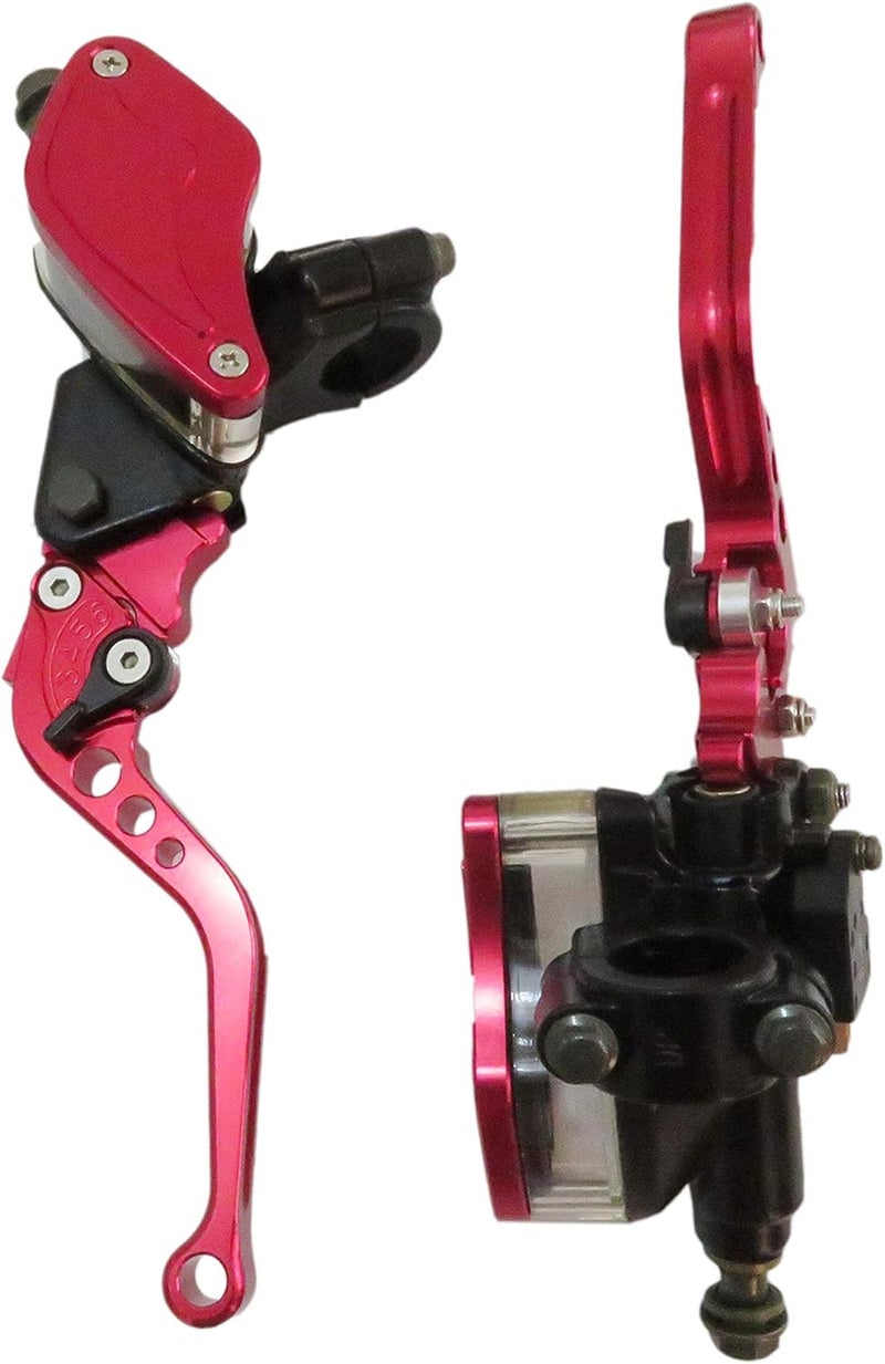 XSPANDER CNC Aluminum Universal Motorcycle Dual Hydraulic Brake Clutch Master Cylinder Reservoir Lever - Red - Image 2