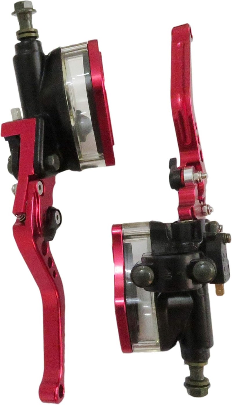 XSPANDER CNC Aluminum Universal Motorcycle Dual Hydraulic Brake Clutch Master Cylinder Reservoir Lever - Red - Image 4