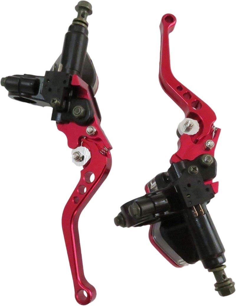 XSPANDER CNC Aluminum Universal Motorcycle Dual Hydraulic Brake Clutch Master Cylinder Reservoir Lever - Red - Image 3