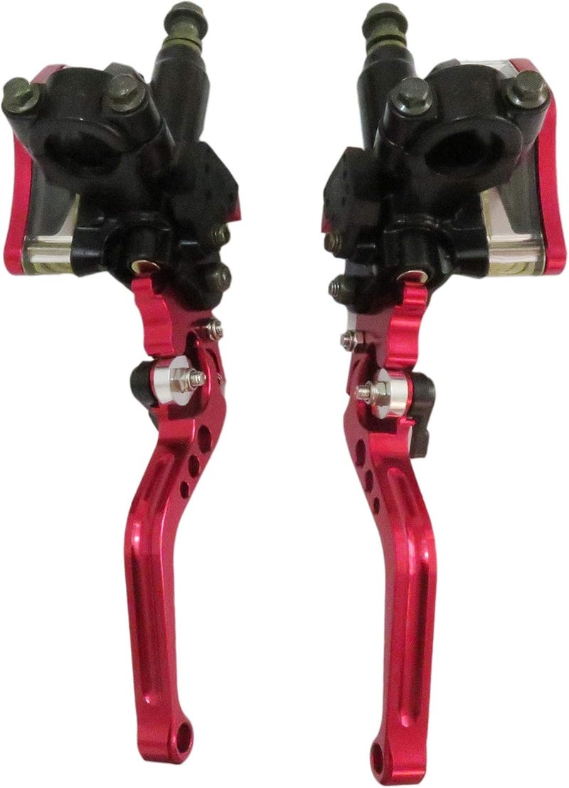 XSPANDER CNC Aluminum Universal Motorcycle Dual Hydraulic Brake Clutch Master Cylinder Reservoir Lever - Red - Image 5