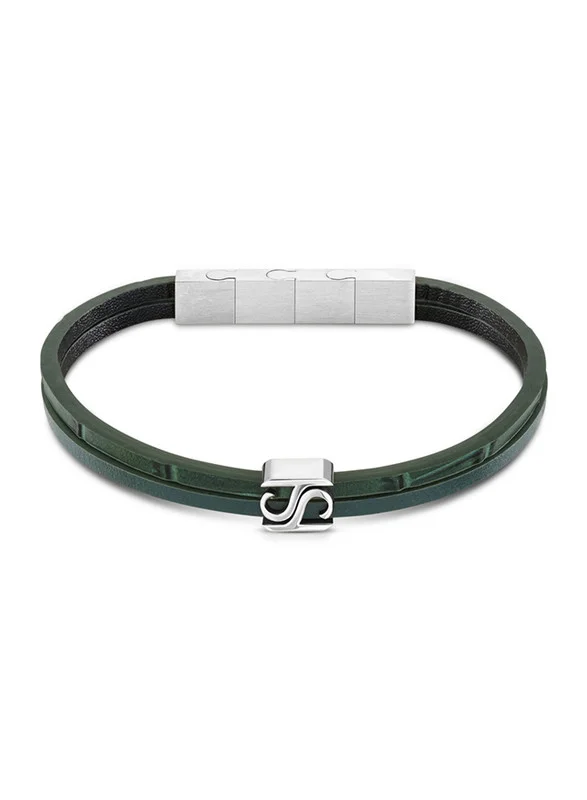 سانت هونور Logo Mens Green Leather Bracelet 190+20Mm - B47 1V