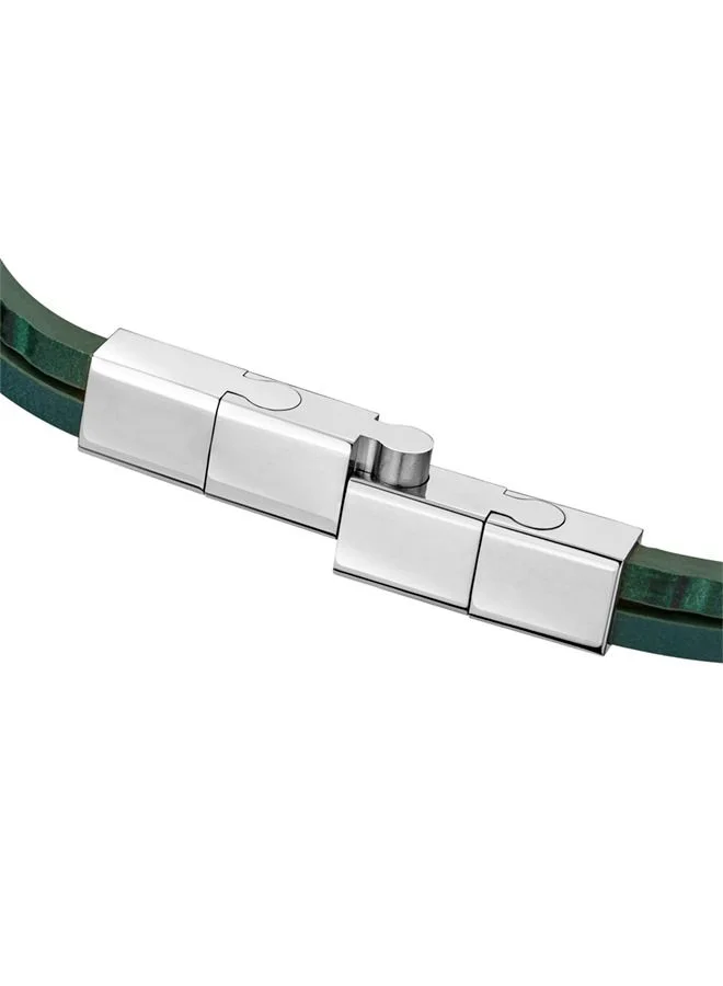 سانت هونور Logo Mens Green Leather Bracelet 190+20Mm - B47 1V