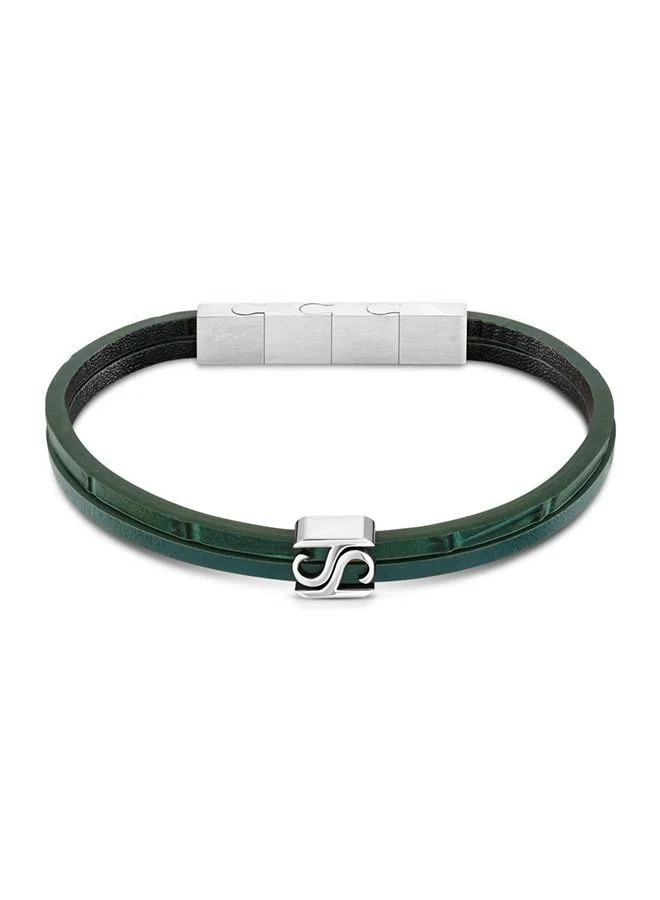 سانت هونور Logo Mens Green Leather Bracelet 190+20Mm - B47 1V