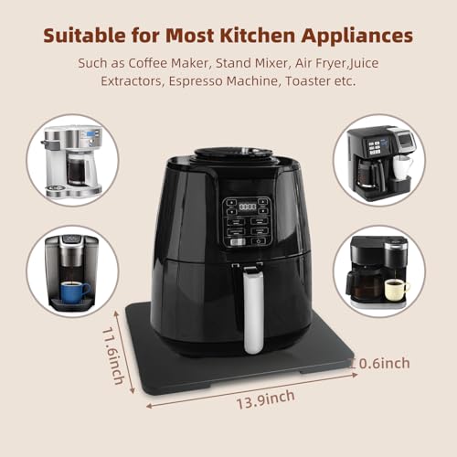 GIASSVIO 360° Rolling Tray Bamboo Appliance Slider for Kitchen Appliances, Coffee Maker Mat Tray for Countertops Sliding Tray for Coffee Maker Appliances Mat Easily from Under The Cabinet Black 11.6×13.9 - Image 2