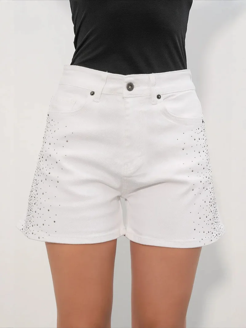 بيغ دارت BDART High-Waist Polka Dot Denim Shorts With Belt