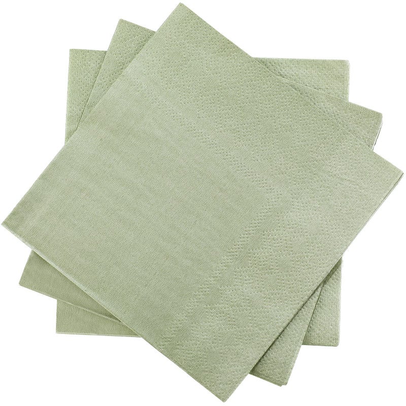 Spakon 100 Pieces 2 Ply Cocktail Napkin Disposable Soft Napkins for Dinner Wedding Party Baby Shower Birthday Bridal Anniversary Reception 5 x 5 InGreen