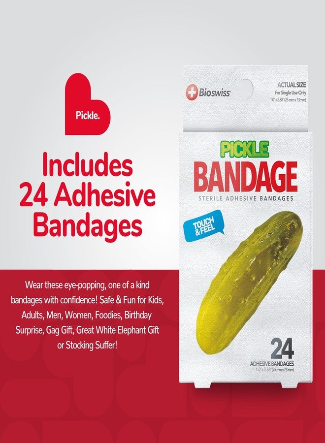 BioSwiss Bandages, Pickle Shaped Self Adhesive Bandage, Latex Free Sterile Wound Care, Fun First Aid Kit Supplies for Kids, 24 Count - Image 2