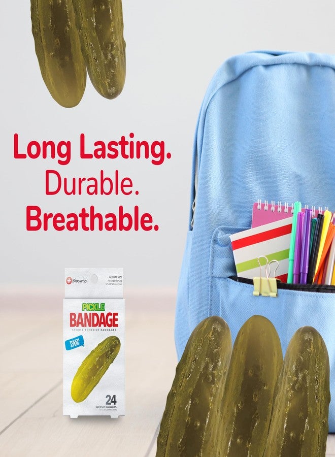 BioSwiss Bandages, Pickle Shaped Self Adhesive Bandage, Latex Free Sterile Wound Care, Fun First Aid Kit Supplies for Kids, 24 Count - Image 5