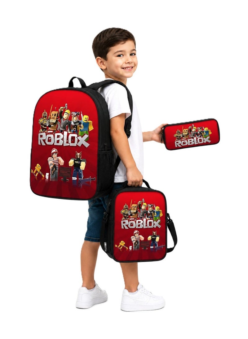 ALCOACH Backpack, A uniquely designed school backpack set for children, consisting of 3 pieces (backpack + pencil case + lunch bag), suitable for elementary school students and children aged 5 to 10 years, for daily use and school. - Image 1