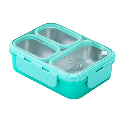 MEDALLIX Stainless Steel Lunch Box | 3-Compartment Leakproof & BPA-Free Bento Box | Insulated with Detachable Inner Containers & 4-Sided Lock | Ideal for Office, School, College & Travel | Mint Green - Image 1