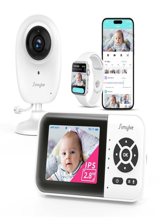Simyke Smart Video Baby Monitor with Camera and Audio,Dual Mode,WiFi On/Off Switch,2.8inch Display,App,1080p Camera,1500ft Long Range,Night Vision,2-Way Talk,AI Baby Growth Album Function - Image 1