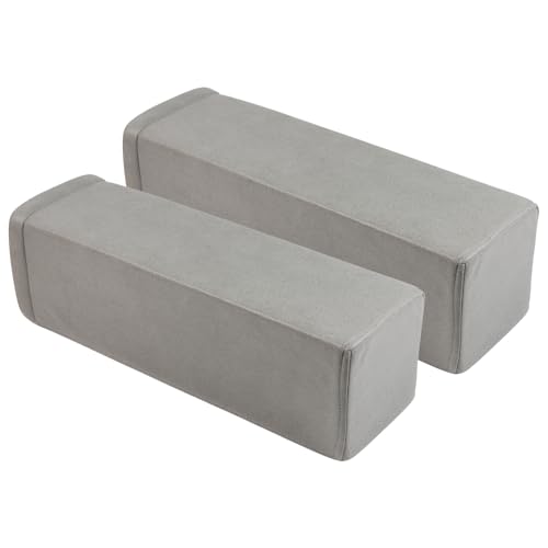 M Mute Touch 2 Pack Couch Arm Rest Pillow 6x6x20 Faux Leather Waterproof Cover High Density Foam Armrest Cushion Removable Washable Elbow Support for Sofa Bed and Armchair Medium Grey - Image 1