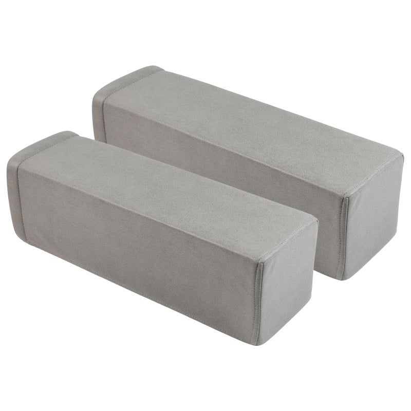 M Mute Touch 2 Pack Couch Arm Rest Pillow 6x6x20 Faux Leather Waterproof Cover High Density Foam Armrest Cushion Removable Washable Elbow Support for Sofa Bed and Armchair Medium Grey - Image 2