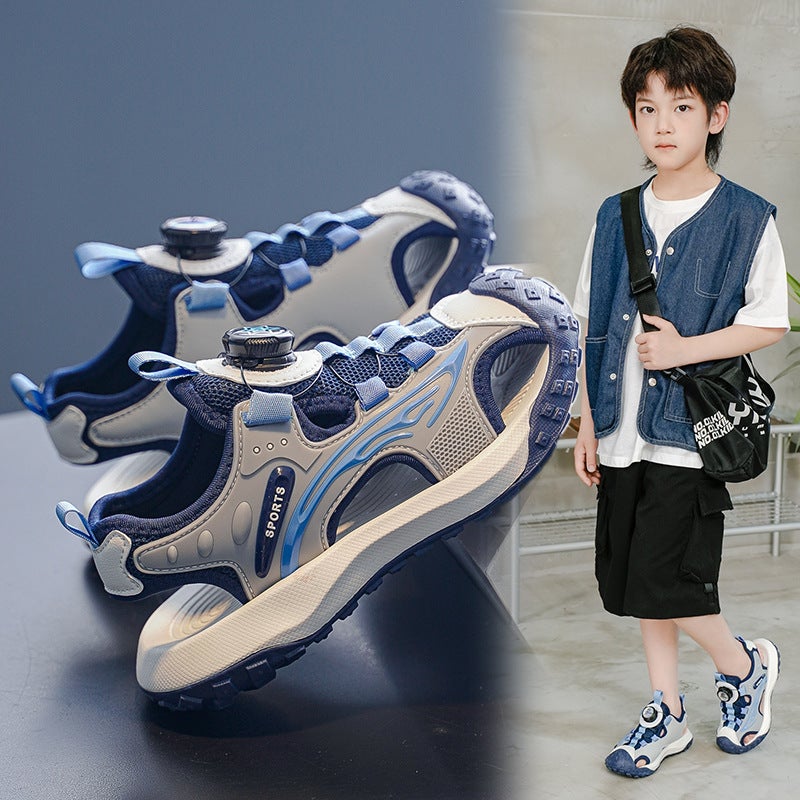 Children'S Sandals 2025 Large Children'S Mesh Beach Shoes Soft Bottom Sports Baotou Sandals Manufacturers Direct Batch - Image 5