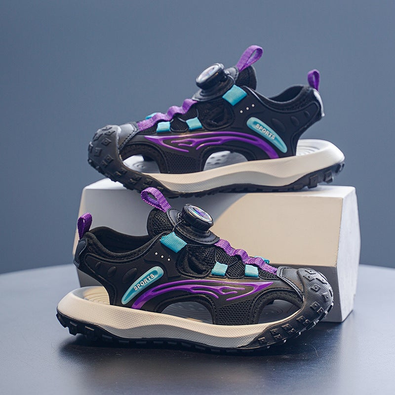 Children'S Sandals 2025 Large Children'S Mesh Beach Shoes Soft Bottom Sports Baotou Sandals Manufacturers Direct Batch - Image 1