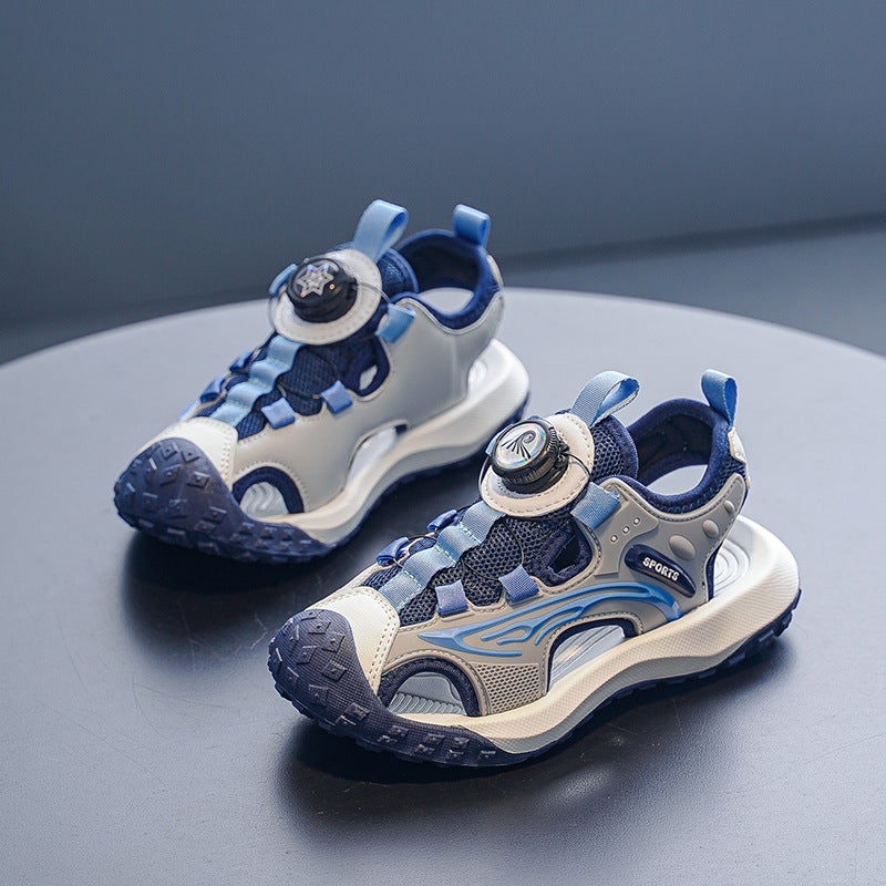 Children'S Sandals 2025 Large Children'S Mesh Beach Shoes Soft Bottom Sports Baotou Sandals Manufacturers Direct Batch - Image 3
