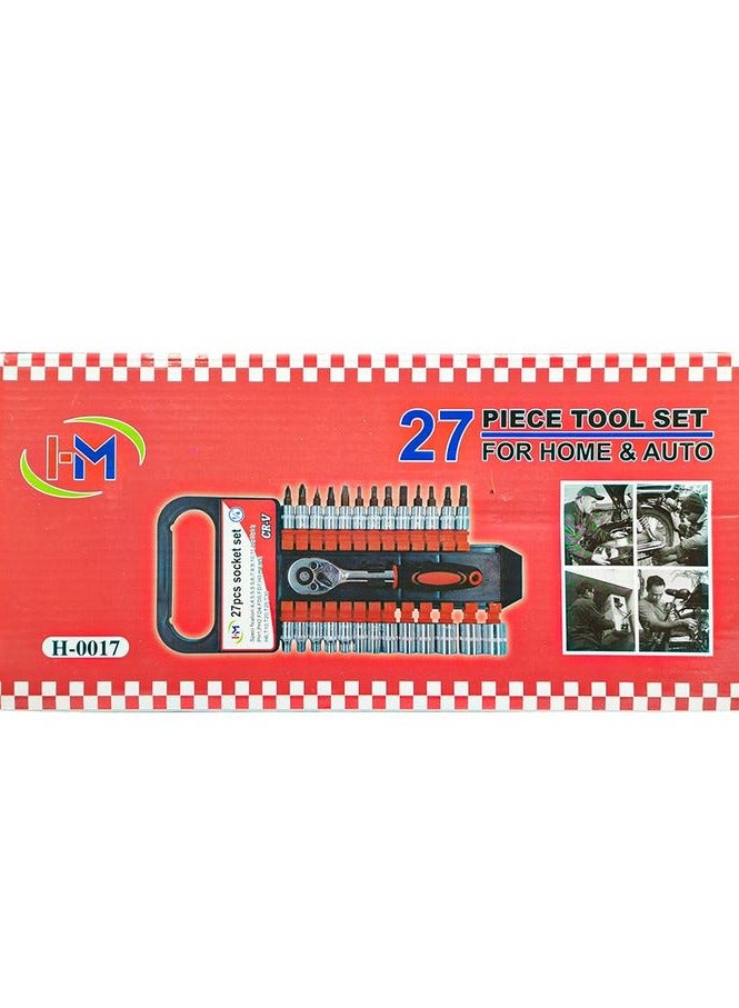 H and M 27 Pieces Premium Quality 1/4" Inch Dr. Socket Wrench Tool Set For Home/Mechanic/Home H-0017 - Image 2
