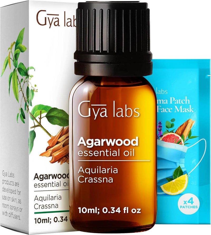 gya labs زيت العود الأساسي من جيا لابز - 0.34 فل أوقية - للشعر، البشرة، الناشر، العلاج العطري وصناعة الشموع المنزلية - Image 1