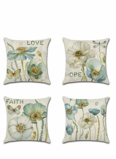 KASTWAVE Throw Pillow Covers Set, Decorative Watercolor Pattern Waterproof Cushion Covers, KASTWAVE Perfect to Outdoor Patio Garden Living Room Sofa Farmhouse Decor 18 x 18 Cm, 4 Pcs  - Image 1