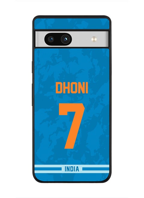 Cover for Google Pixel 7a 5G Case , Rugged Black Slim fit Soft Flexible Thin Protective Phone Cases - Player Name - MS Dhoni, Jersey Number- 7