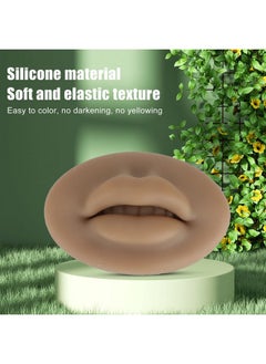 ZJchao Silicone Fake Skins For Lips 3D Lips Practice Semi Permanent Skin Permanent Makeup Fake Skin Lips Fake Lips Open Mouth Silicone Lips Model For Training Lips Makeup Artists (Brown)  - Image 2