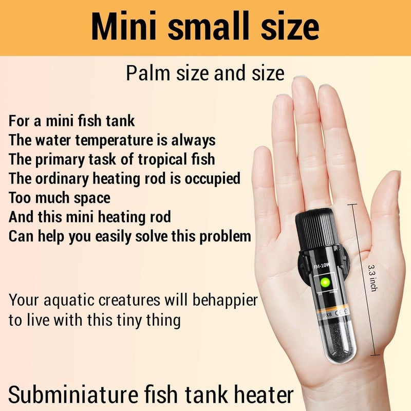 SWIUKPHE Mini Betta Heater, 10W Small Submersible Fish Tank Heater with Digital Display Thermostat, USB Powered, for Aquariums up to 1 Gallon - Image 3