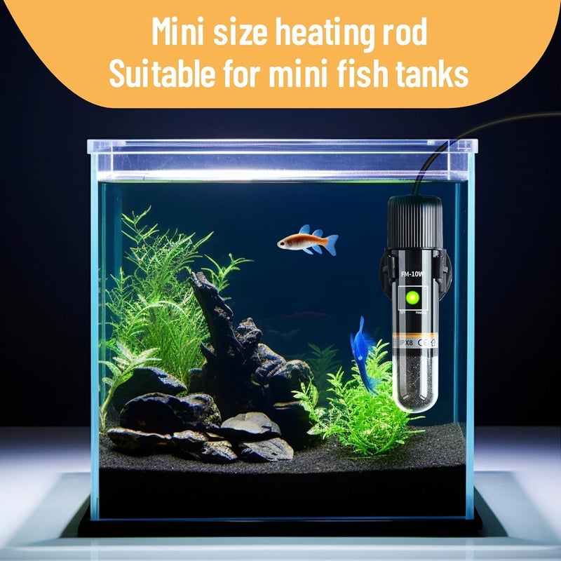 SWIUKPHE Mini Betta Heater, 10W Small Submersible Fish Tank Heater with Digital Display Thermostat, USB Powered, for Aquariums up to 1 Gallon - Image 5