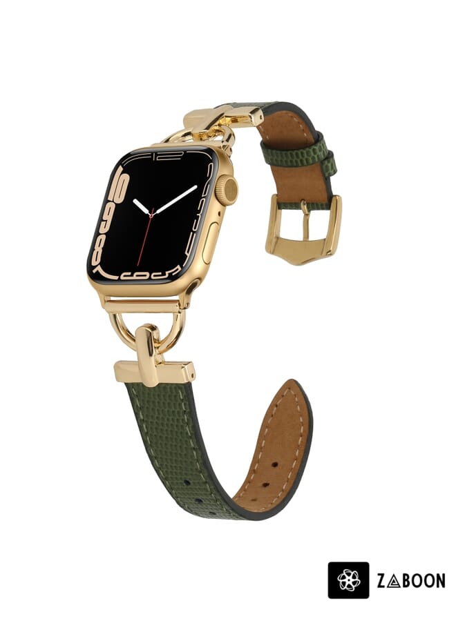 Zaboon D-buckle Lizard Leather  Watch Band For Apple Watch Ultra 49mm / Series 8&7 45mm / SE 2&6&SE&5&4 44mm / 3&2&1 42mm(G) - Image 1