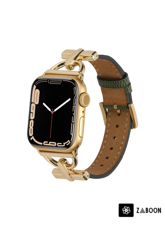 Zaboon D-buckle Lizard Leather  Watch Band For Apple Watch Ultra 49mm / Series 8&7 45mm / SE 2&6&SE&5&4 44mm / 3&2&1 42mm(G) - Image 2