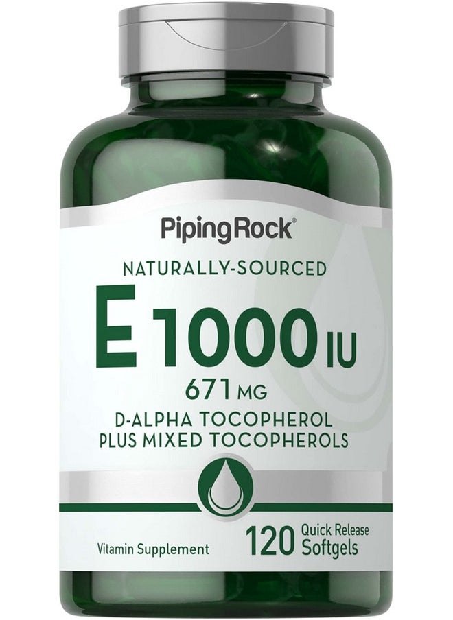 Piping Rock - Vitamin E 1000 Iu Softgels ; 120 Count ; With Dalpha And Mixed Tocopherols ; Gluten Free Nongmo Supplement - Image 1