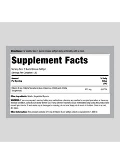 Piping Rock Vitamin E 1000 Iu Softgels ; 120 Count ; With Dalpha And Mixed Tocopherols ; Gluten Free Nongmo Supplement  - Image 3