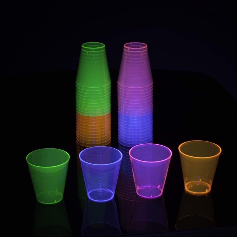 Party Essentials Hard Plastic 2-Ounce Shot/Shooter Glasses, 80-Count, Multi Neon - Image 5