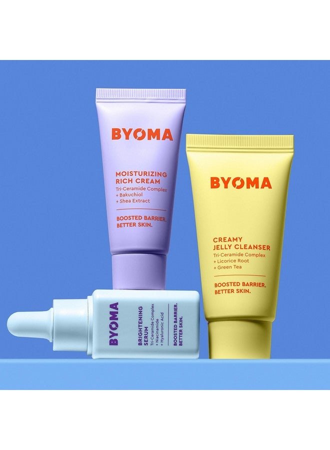 بيوما مجموعة BYOMA So Bright - مجموعة العناية بالبشرة لإصلاح الحاجز لبشرة أكثر إشراقًا - منظف جيلي كريمي، سيروم مفتح للوجه ومرطب سيراميد للوجه - عناية بالبشرة خالية من الكحول - 30 مل، 15 مل، 15 مل - Image 5