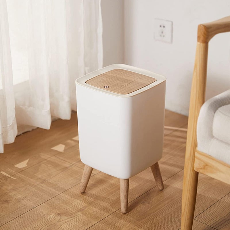 waqif Small Kitchen Trash Can with Lid & Push Button, Office Trash Can, Small Duvet Trash Basket for Bathroom, Bedroom, Living Room, pet-proof trash can (Square) - Image 1