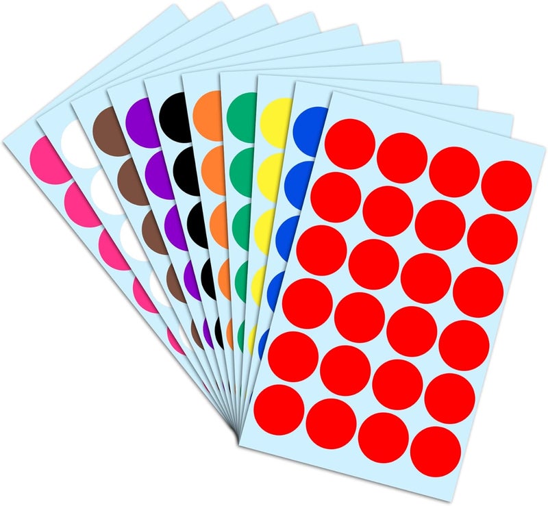 TownStix 1200 Pack, 1" Round Colored Dot Stickers Labels - 10 Assorted Colors - Image 1