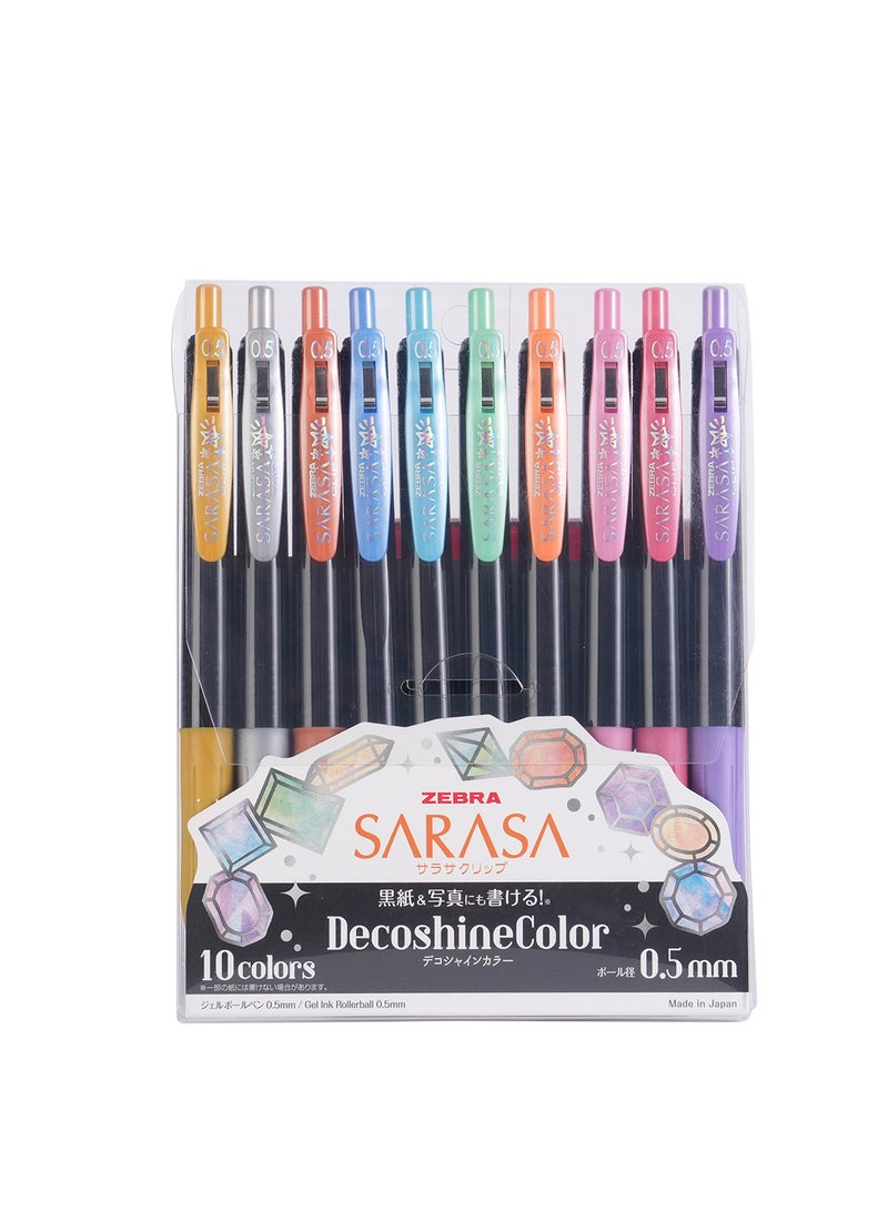 ZEBRA Sararsa Gel Pen 0.5mm , Water-Based Pigment , School and Office Supply , for Journaling , Note Taking , Drawing , Pack of 10 Colors  - Image 1