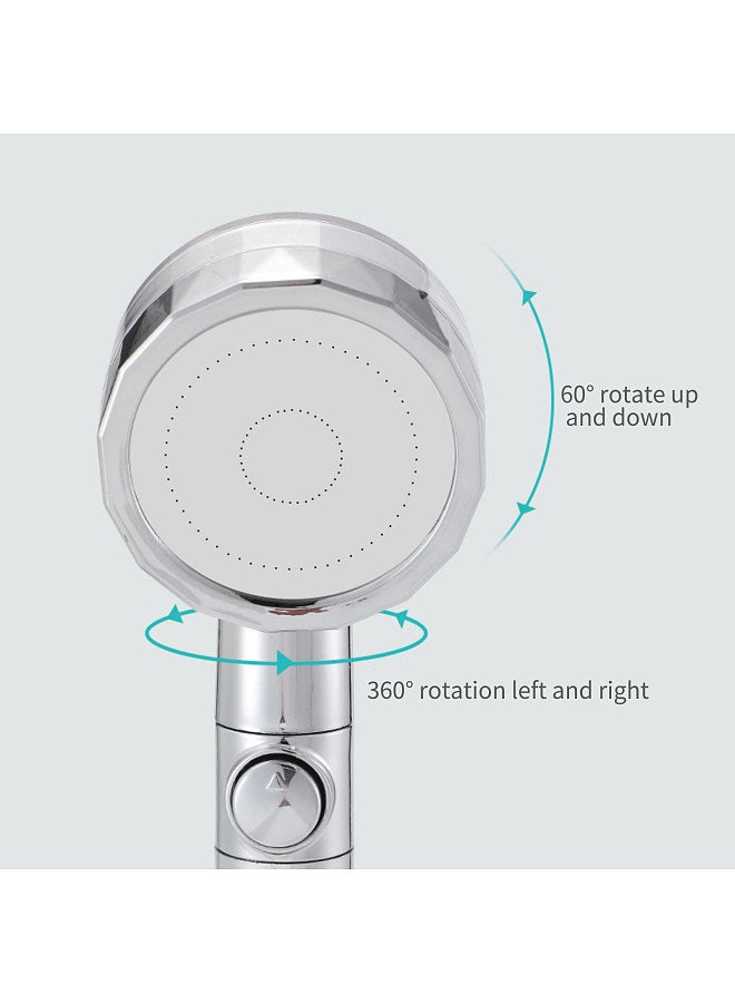 Handheld Shower Head with Turbo Fan ON/Off Pause Switch Cotton Filter Water Saving High Pressure Showerhead G1/2 360 Degrees Rotating Bathroom Shower Head Bath Handheld Shower Head Replacement - Image 3