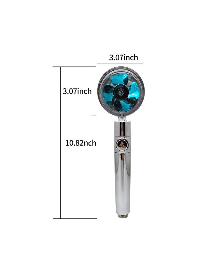 Handheld Shower Head with Turbo Fan ON/Off Pause Switch Cotton Filter Water Saving High Pressure Showerhead G1/2 360 Degrees Rotating Bathroom Shower Head Bath Handheld Shower Head Replacement - Image 4
