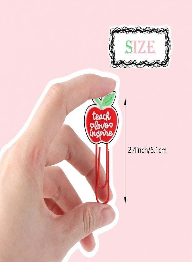 Kexinglu 24Pcs Cute Teacher Paper Clips Bookmarks, Colorful Paperclip for Office Supplies, Desk Stationery Accessories, End of Year Teacher Gifts - Image 2