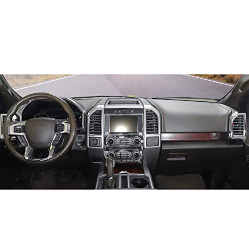 Jimen Compatible with Ford F150 2015-2020, 11PCS Steering Wheel Dashboard Instrument Panel Console Switch Panel Air Conditioning Vent Cover Interior Trim Accessories (Chrome) - Image 1