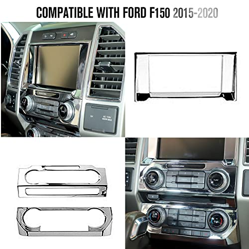Jimen Compatible with Ford F150 2015-2020, 11PCS Steering Wheel Dashboard Instrument Panel Console Switch Panel Air Conditioning Vent Cover Interior Trim Accessories (Chrome) - Image 2